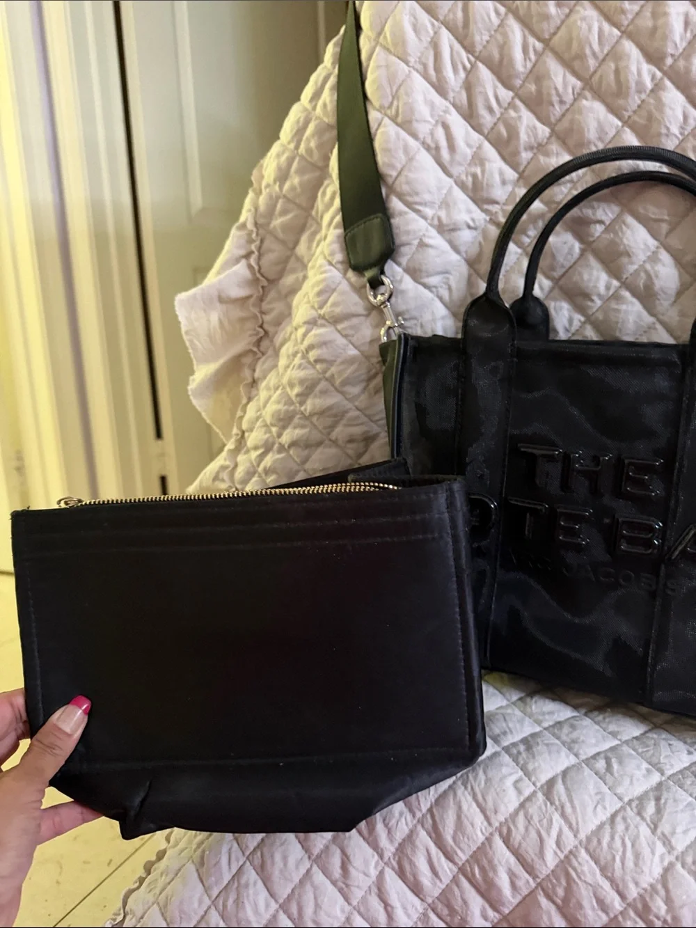 Marc Jacobs Black 'The Tote Bag' Small Nylon Tote with Strap